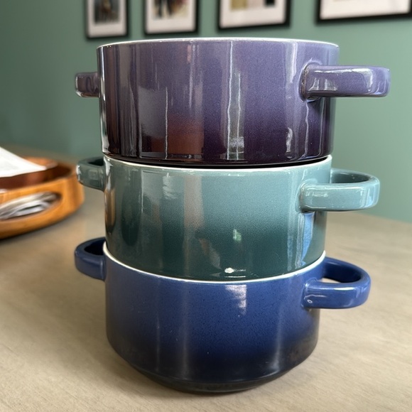 Mikasa Gourmet Basics Ombre Soup Bowls 5.25"x3.25" Small Bowl Crocks Purple Blue - Picture 1 of 13